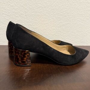 Anne Taylor 2” Suede Pump Black with Tortoise Heel size 8.5